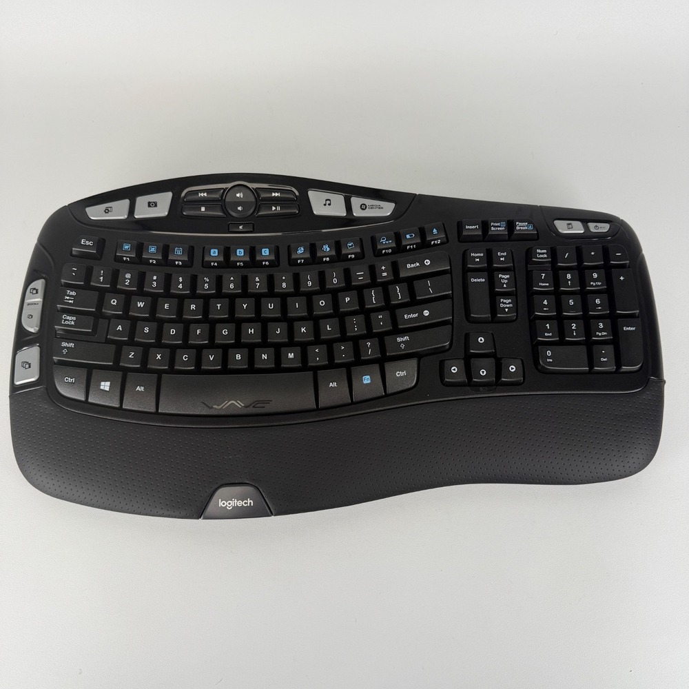 Logitech K350 Wireless Keyboard Ergonomic Comfort Wave Black No Dongle